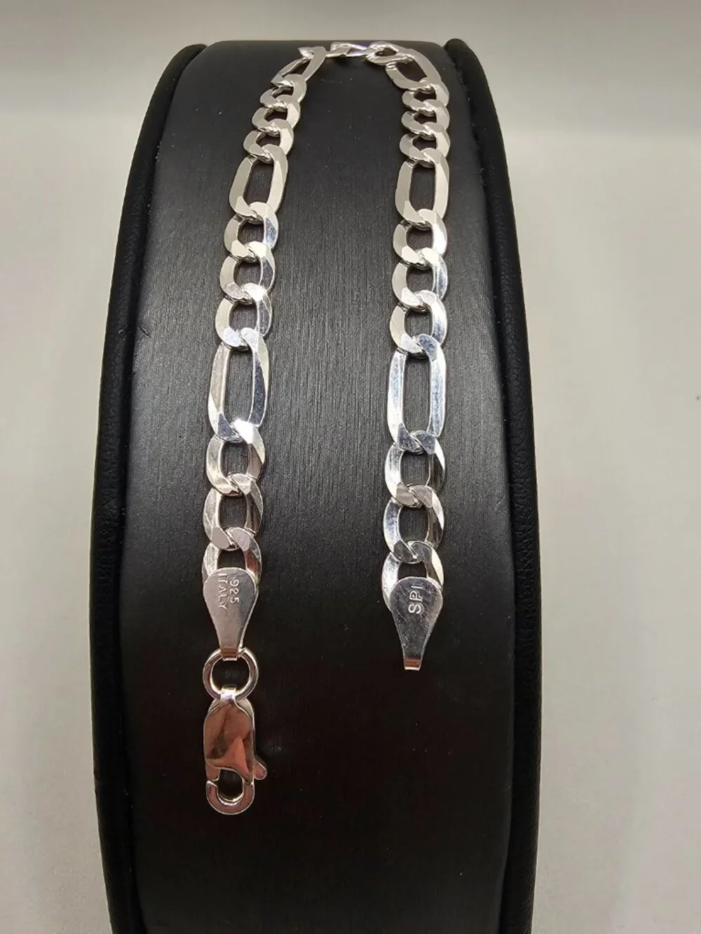 Sterling Silver 925 High Polished Figaro Bracelet 5.6mm 8 inches